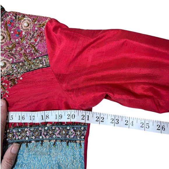 Chico’s Silk Beaded Jacket Size 1 (M 8/10) – Embellished Boho Statement - Picture 10 of 12